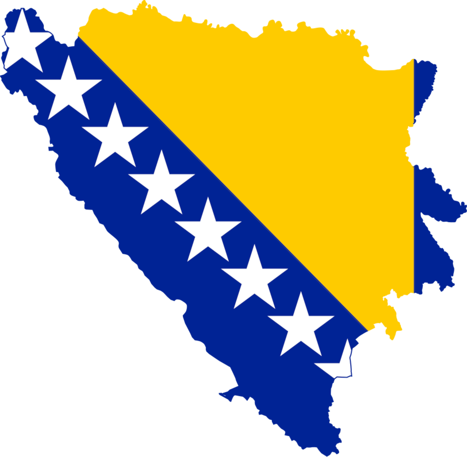 Bosnia and Herzegovina Flag Map