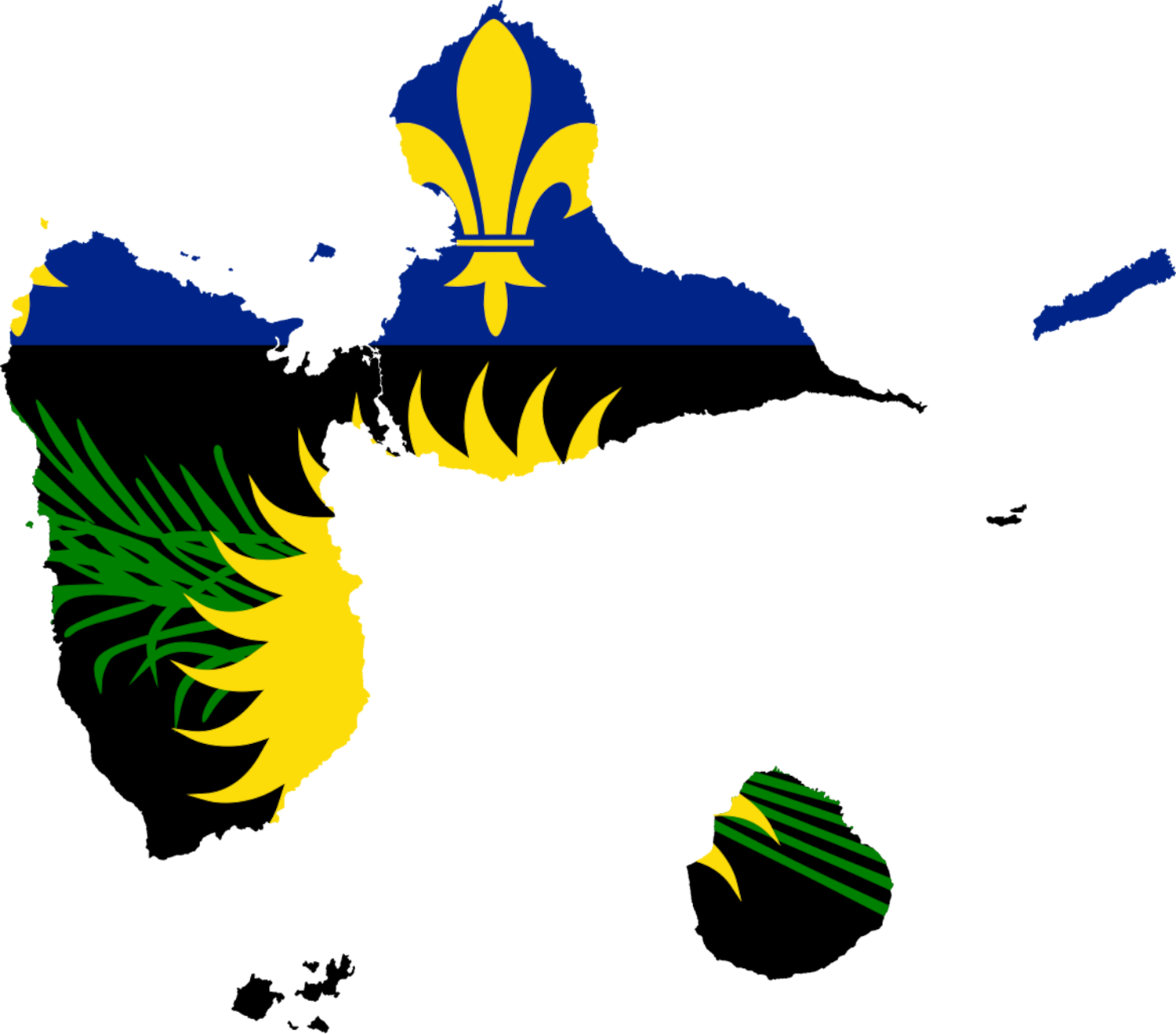 Guadeloupe Flag Map