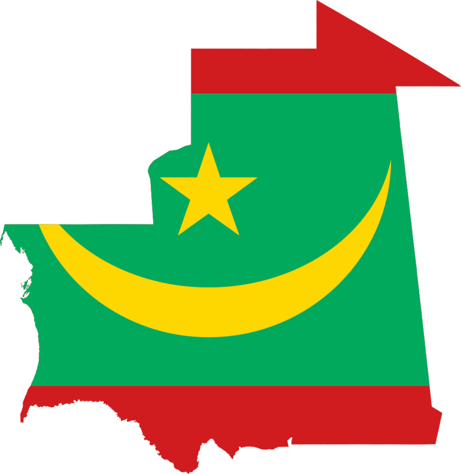 Mauritania Flag Map