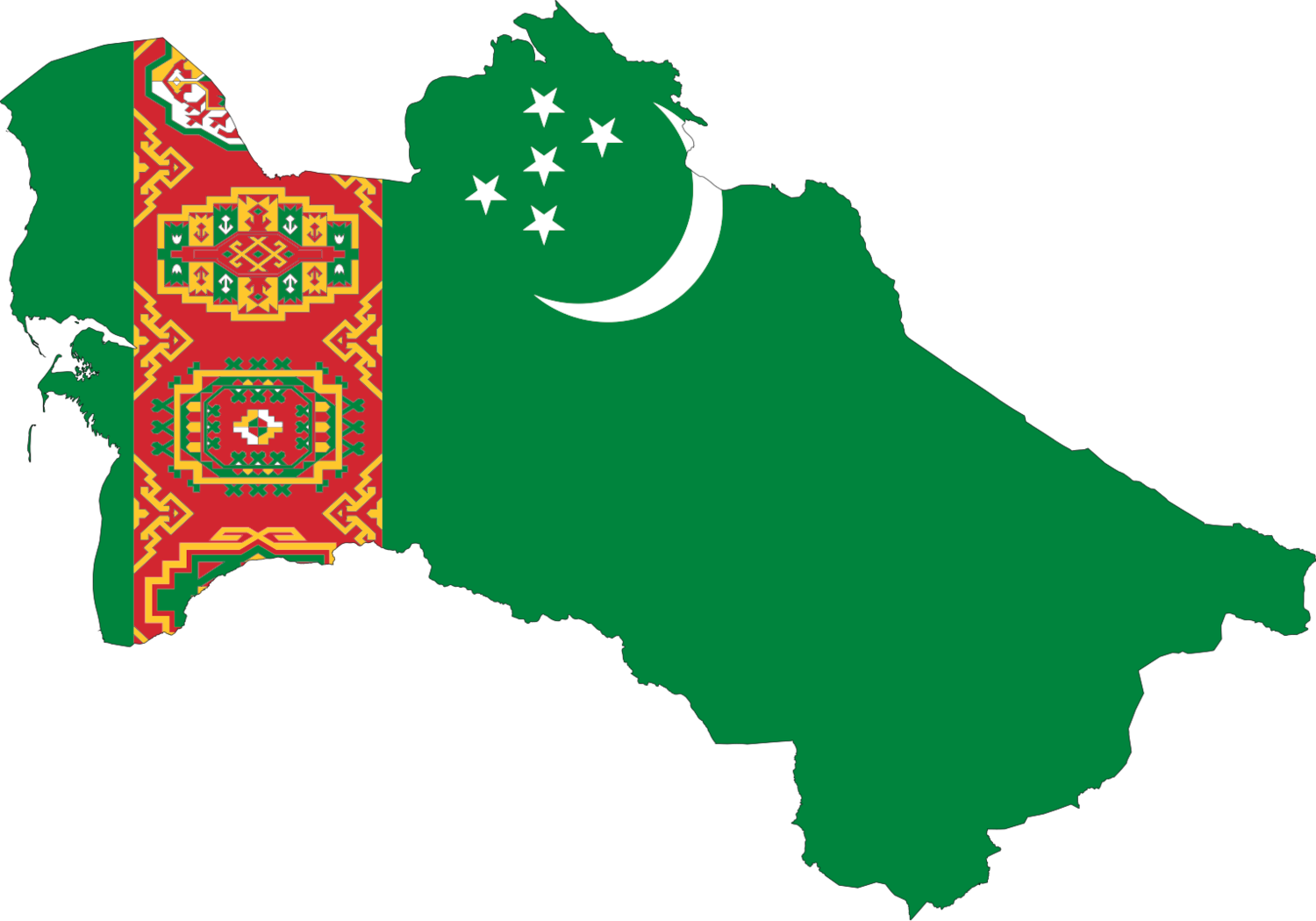 Turkmenistan Flag Map