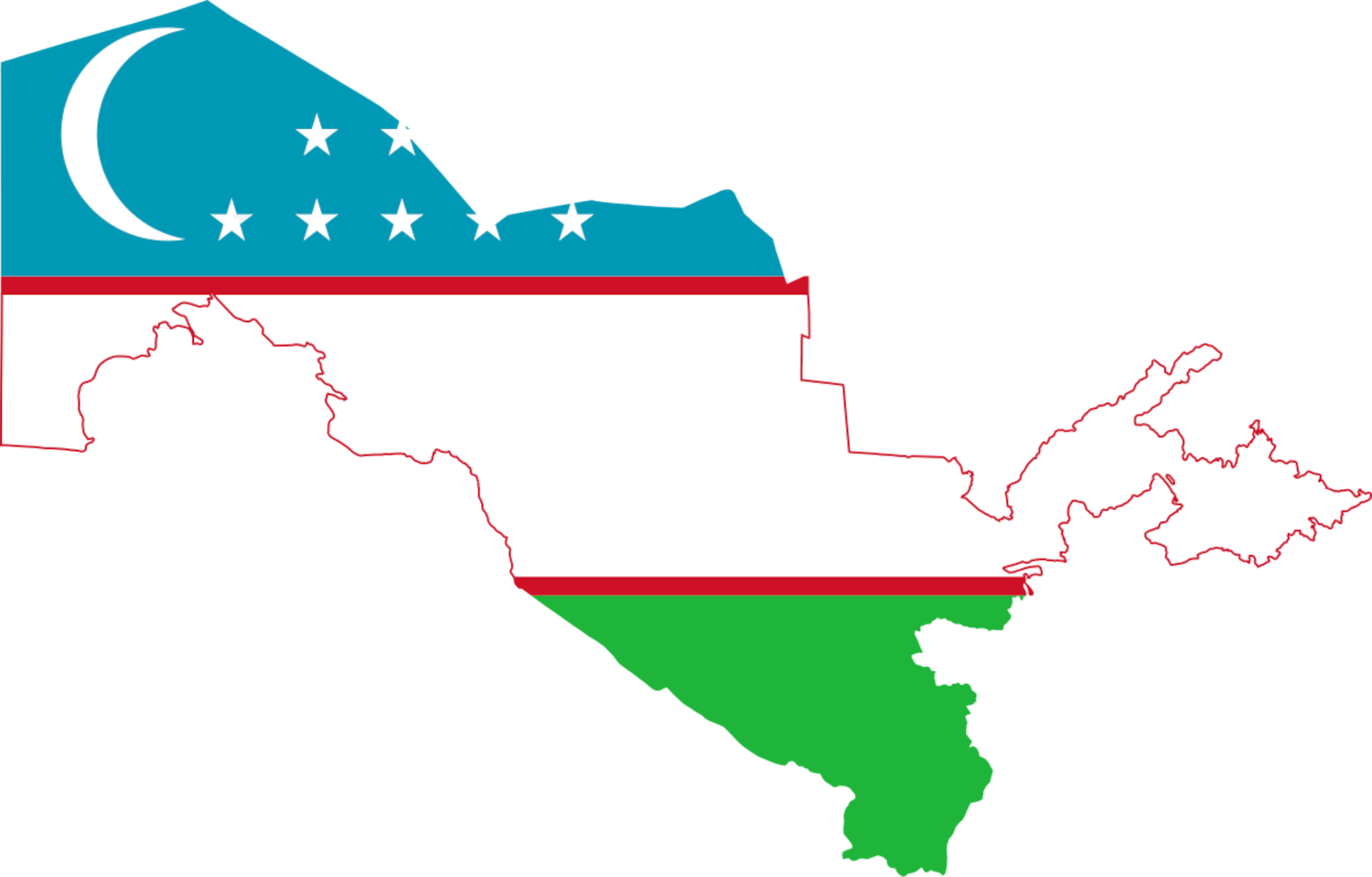 Uzbekistan Flag Map