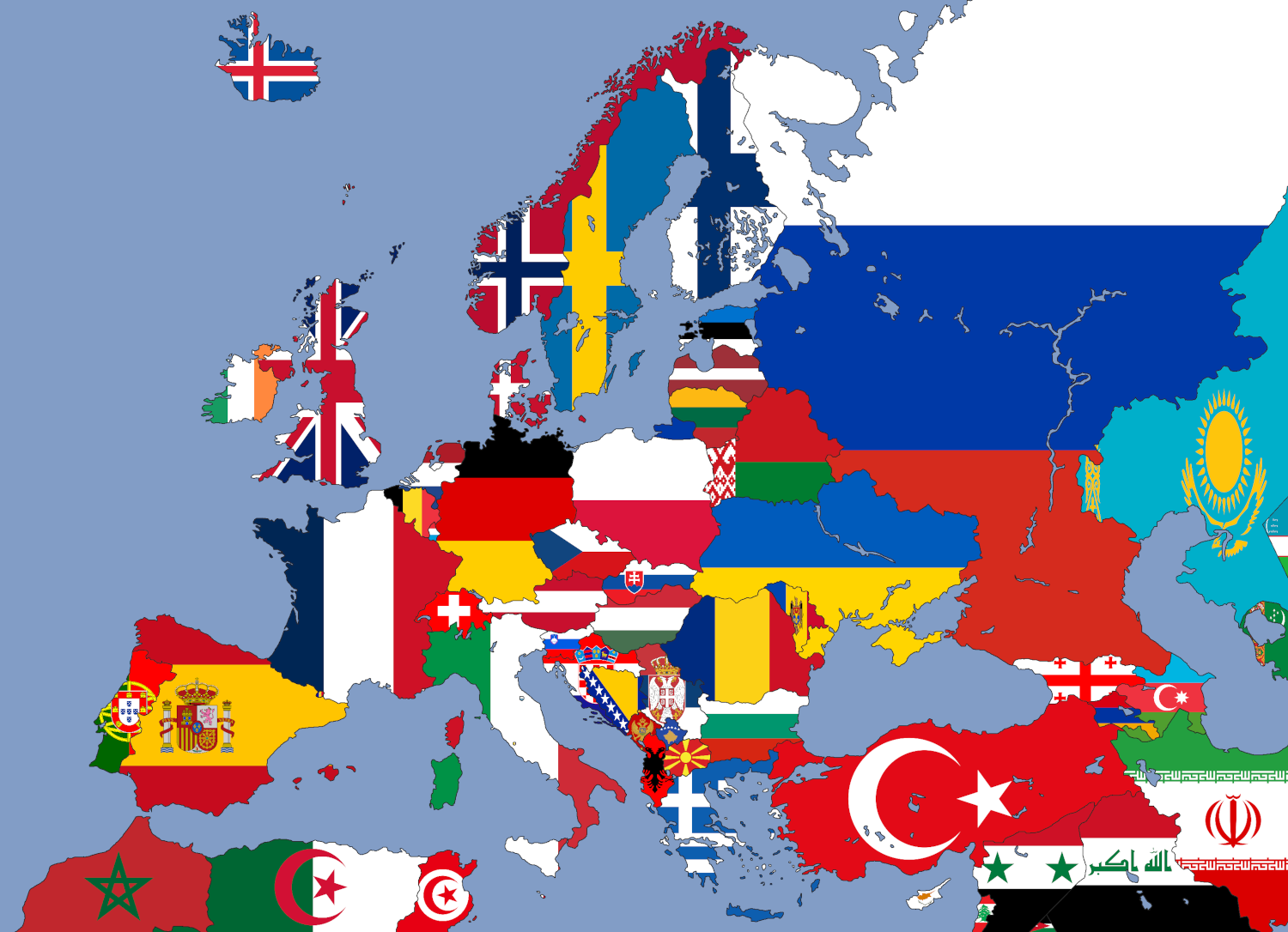 Europe Flags Map